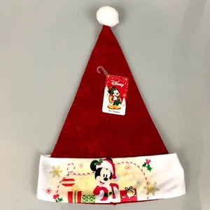 Disney Mickey Mouse Santa Hat Christmas Holiday Red Gold White Suite NEW w/ Tags - Foto 1 di 6
