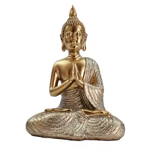 16cm Sitting Buddha in Gold Silver Ornament Figurine Statue Home Garden Decor - Picture 1 of 6