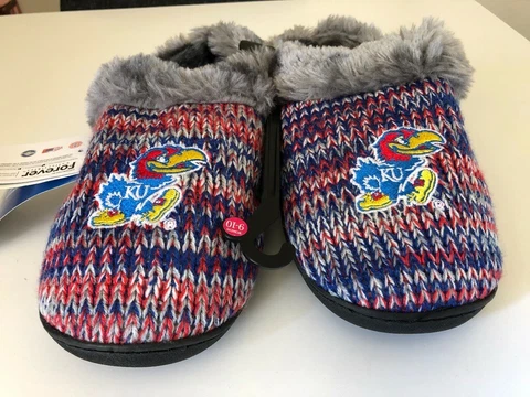 NWT Forever Collectibles Kansas Jayhawks Slippers, Women's Size 9-10 Cover