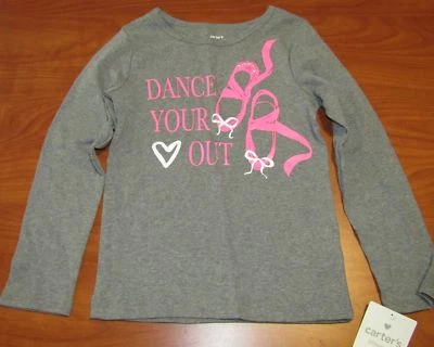 NUEVA CAMISETA BALLET MANGA LARGA CARTERS NIÑAS DANCE YOUR HEART OUT TALLA 4 5  Foto 1 de 2