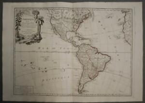 AMERICAN CONTINENT 1784 JANVIER  & SANTINI UNUSUAL ANTIQUE COPPER ENGRAVED MAP