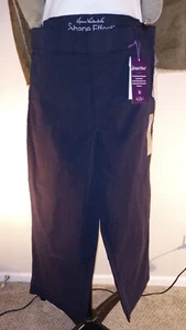 Gloria Vanderbilt Cropped Pants Women’s Size 16 Navy Pull On Wide Leg High-Rise - Picture 1 of 14