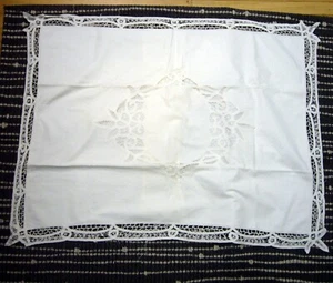 Battenburg Lace Standard Pillow Sham Pillowcase Cotton White 21X27 Crocheted - Picture 1 of 5