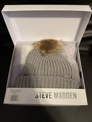 STEVE MADDEN Mujer Sombrero y Bufanda Conjunto En Gris Foto 1 de 4