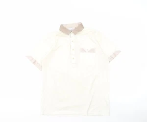 Gabicci Men's Beige Polo Shirt, M, Button Accents - Picture 1 of 12