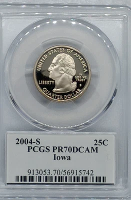 2004 S 25C Clad Iowa Quarter PCGS PR70DCAM #742 Transparent Pricing - Image 1 of 2
