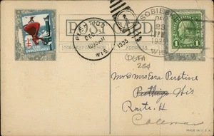 Postal de Feliz Navidad 1935 Sobieskie Wisconsin DPO saludos navideños - Imagen 1 de 2