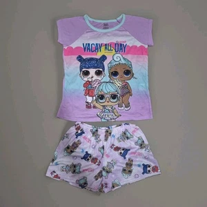 LOL! Surprise Shorts Pajama Set 10/12 Girls VACAY ALL DAY Purple 2 Pieces - Picture 1 of 7