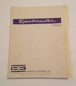 Broadcast Electronics, Spotmaster 500C 505C Installation Operating Instructions - Imagen 1 de 7