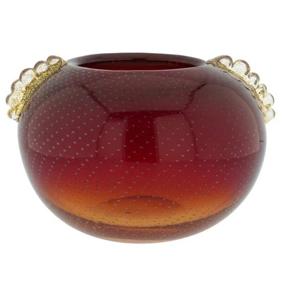 Jarrón redondo bullicante de cristal de Murano vintage GlassOfVenice - rojo Foto 1 de 4
