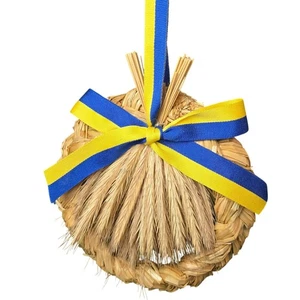 Scandinavian Straw Wreath Ornament Swedish Wheat Harvest Design 7" Wall Decor - Picture 1 of 6