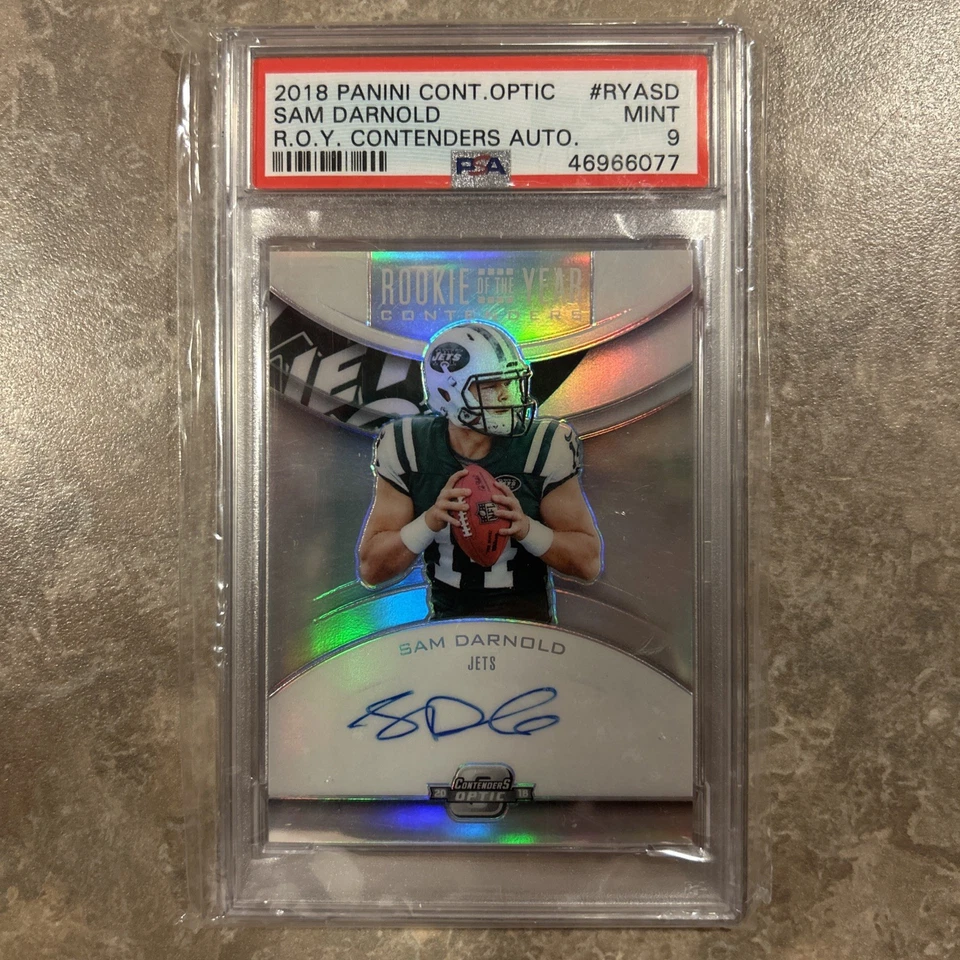 2018 Panini Optic - Rookie of the Year Contenders Auto Sam Darnold ( RC)  PSA 9 - Image 1 of 2