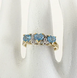 9ct Gold Topaz Heart Ring Diamond Hallmarked size M with Gift Box - Picture 1 of 10