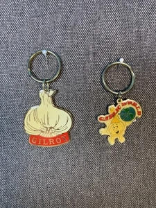 Menge 2 Vintage Garlic World Gilroy Kalifornien Souvenir Metall Schlüsselanhänger - Bild 1 von 9