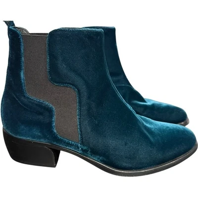Pierre Hardy Terciopelo Chelsea Rich Teal Botines $1095 Raro Italia 37.5 / 7.5 Foto 1 de 4