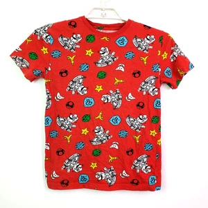 MarioKart Youth Boys Size L Red All Over Print Short Sleeve Crew Graphic T-Shirt - Picture 1 of 4