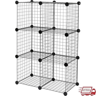 Interlocking Wire Grid Storage Shelves Modular 6 Cube Durable Easy Assembly New - Image 1 of 4