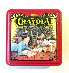 Vintage Crayola Buntstifte & Holiday Blechdose; 1992; Binney & Smith, USA (leer) - Bild 1 von 6