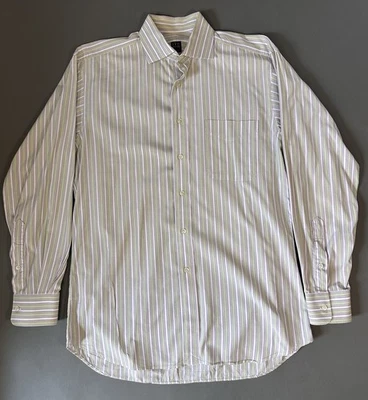 Camisa de vestir vintage IKE BEHAR NEW YORK a rayas verde y púrpura talla 34 Foto 1 de 4