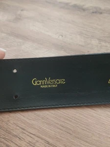 Cintura Gianni Versace Vintage Verde Scuro Doppia Fibia 42 - Imagen 1 de 16