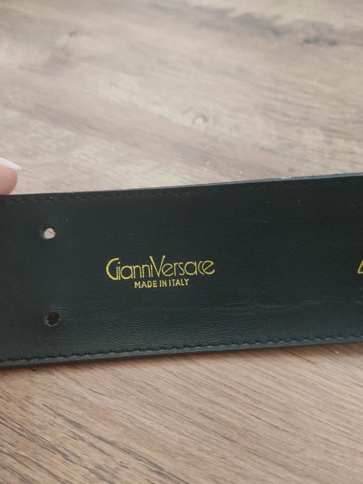 Cinturón Gianni Versace Vintage Verde Oscuro Doble Hebilla 42 - Imagen 1 de 4