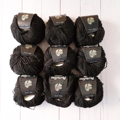 Lana Grossa Portofino ~ Lot of 9 ~ #12 Black ~ Shiny ~ Elegant ~ Super Soft - Image 1 of 4