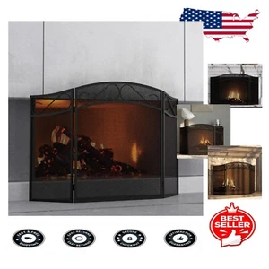 Lightweight 3-Panel Wrought Iron Fireplace Cover - Ready to Use, No Assembly - Picture 1 of 11
