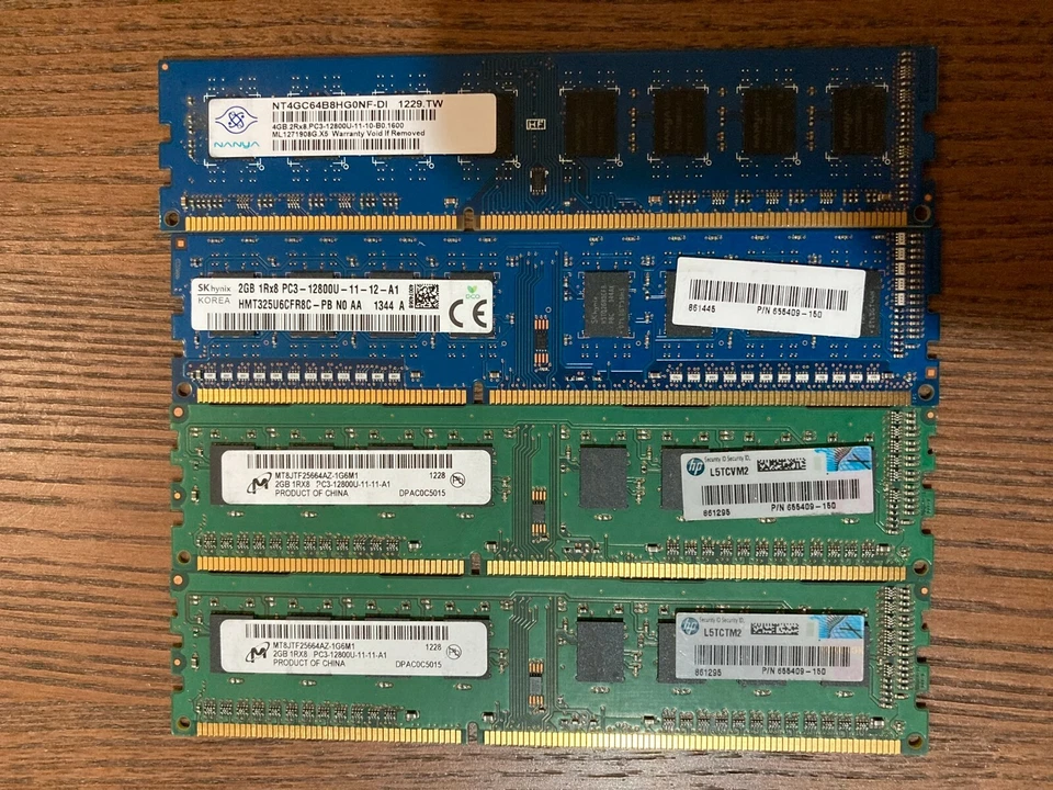 Various Desktop Memory DDR3 PC3-12800U Micron SK Hynix Nanya (TOTAL 10GB) - Image 1 of 1