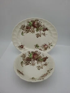 2 Piece Johnson Brothers Harvest Time Platter 12" Serving Bowl 8.25" Fruit - Picture 1 of 12