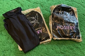 Vintage NOS National Hosiery 2 Pair Black Thigh High Stockings One Size - Picture 1 of 4