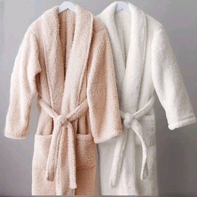 BATA DE PIEL SINTÉTICA OSO DE PELUCHE GRANERO DE CERÁMICA UNISEX S, M, L, XL ~ MARFIL / RUBOR Foto 1 de 3