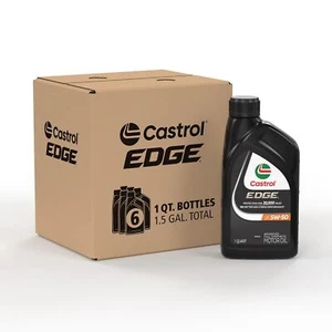 Castrol EDGE 5W50 Full Synthetic Motor Oil 1 Quart 6 Pack High Performance - Picture 1 of 4