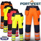 PORTWEST Hi Vis Holster Work Trousers - PW3 Hi Viz Durable Safety Kneepads T501