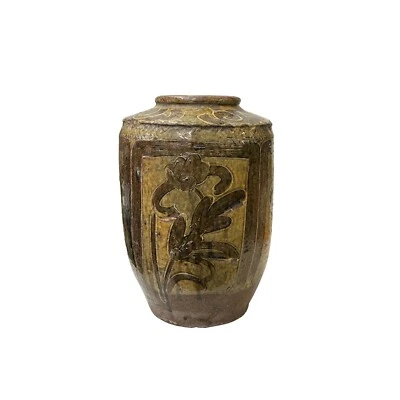 Jarrón de cerámica rural vintage beige terroso marrón pueblo ws4547 Foto 1 de 4