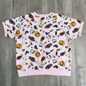 BAPE x Kaws milo companion short sleeve sweat shirt Pink A Bathing Ape S mens JP - Picture 1 of 10