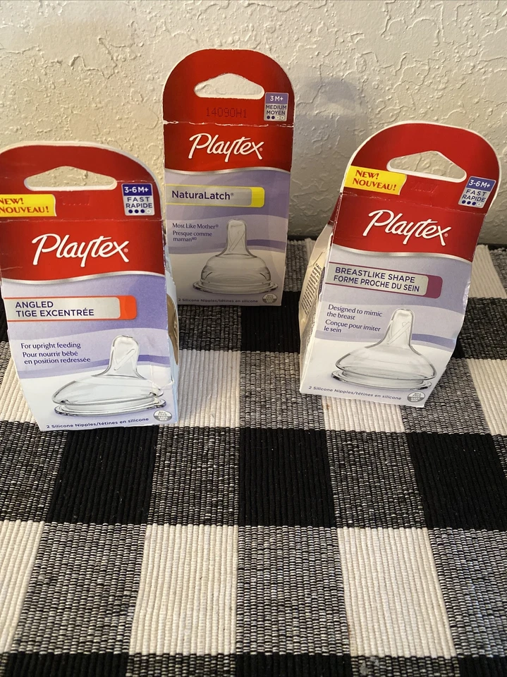 2 Playtex Breastlike Shape Fast Flow Nipples 3 6m Nurser Ventair Bottle