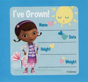 10 pegatinas grandes de altura y peso Doc McStuffins I've Grown - paciente, médico - Imagen 1 de 1