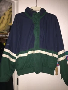 TRADER BAY MENS WIND BREAKER JACKET BLUE GREEN WHITE SIZE L - Picture 1 of 10