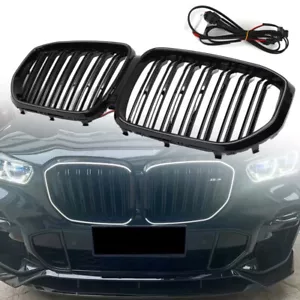 LED Light Grill Front Bumper Kidney Grille Gloss Black For BMW X5 G05 2019-2023 - Picture 1 of 12