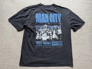 T-shirt maglietta Manchester City uomo manica corta grafica top sbiadito nero Hollister - Foto 1 di 10