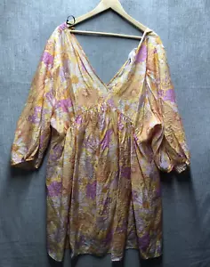 H& M Blouse Dress Size XXL V Neck & Tie Back Floral Flowy - Picture 1 of 15