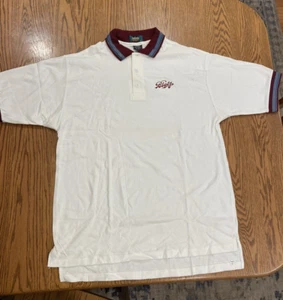 Vintage Blatz Beer Men's Dunbrooke Golf Polo - White, XL Maroon Accents  - Picture 1 of 5