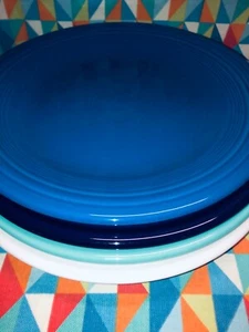 NEW SET 4 FIESTAWARE 10.5" Blue Turquoise Cobalt DINNER PLATES FIESTA FREE SHIP - Picture 1 of 7