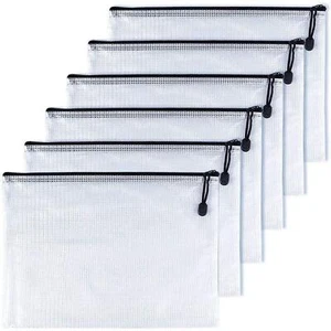 Mesh Zipper Pouch Document Folders School Office Supplies Black 6 Pieces - Picture 1 of 7