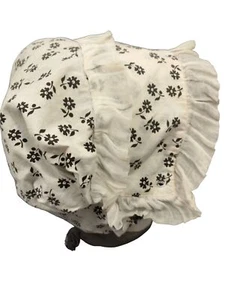Prairie Hat White Bonnet Girl Baby Doll Bonnet Ruffle Border Western - Picture 1 of 8