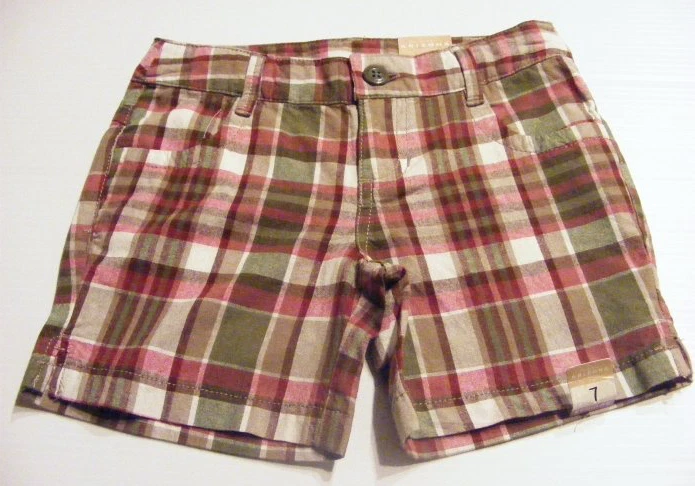 Pantalones Cortos Arizona Niñas Talla 8 Rosa y Oliva Cuadros Cintura Ajustable Nuevos Foto 1 de 3