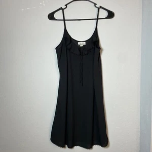 Y2K Nine & Company schwarzes transparentes Kleid mit Rüschen und Spitzenbesatz Gr. M - Bild 1 von 5