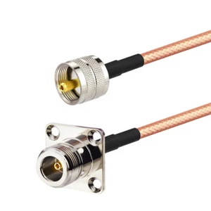 5-Pack N Type Female 4 Hole Flange Mount to UHF PL-259 Male RG400 RF Cable 30cm - Picture 1 of 3