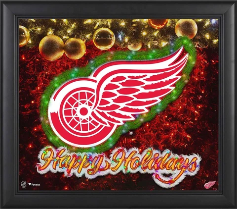 Detroit Red Wings Framed 15" x 17" Happy Holidays Collage Cover