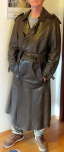 Herren Ledermantel Trenchcoat oliv-braun vintage Größe L/50 - Bild 1 von 10